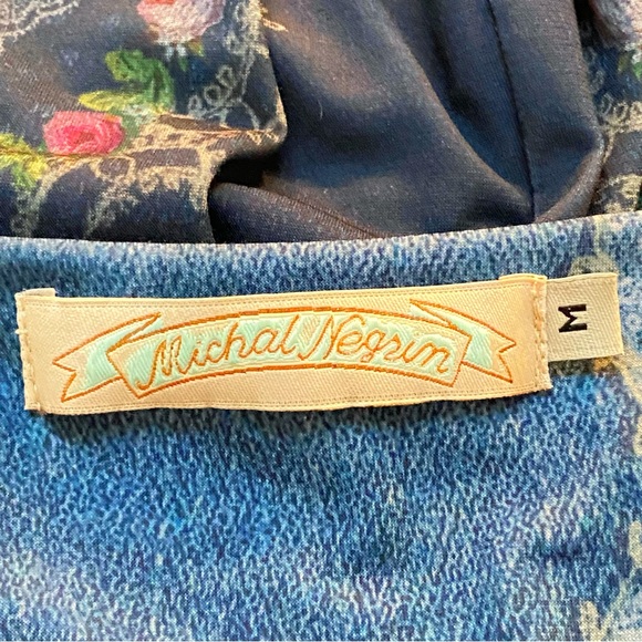 MICHAL NEGRIN blue white pink floral print stretch sleeveless tank mini dress - Picture 9 of 9